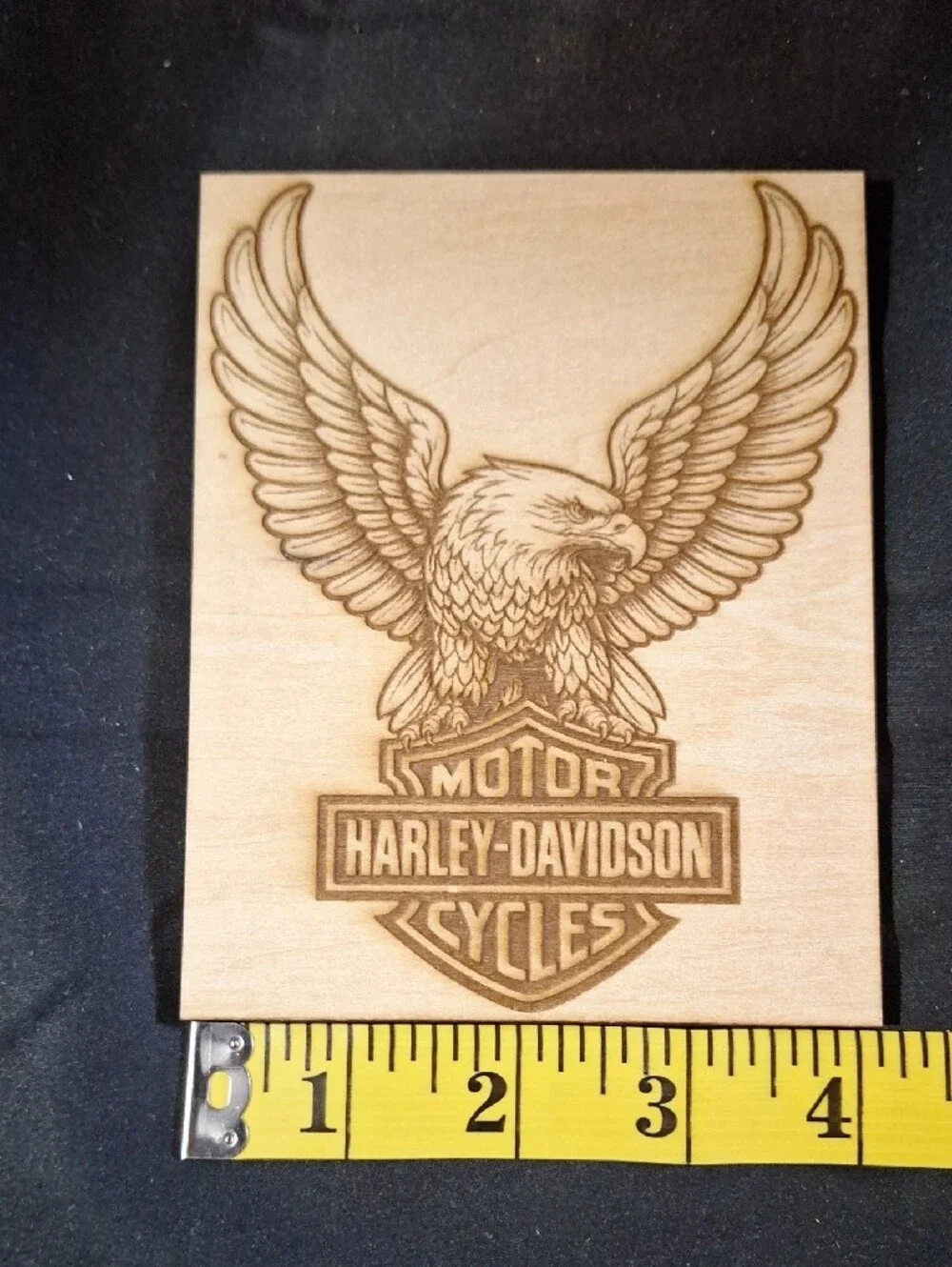 New Artisan Harley-Davidson Eagle Laser Engraved Wood Plaque